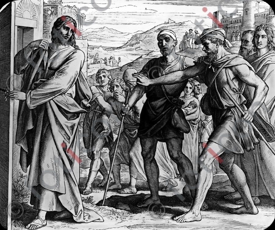 Zwei Blinde bitten Jesus um Hilfe | Two blind men ask Jesus for help (foticon-simon-043-sw-023.jpg)